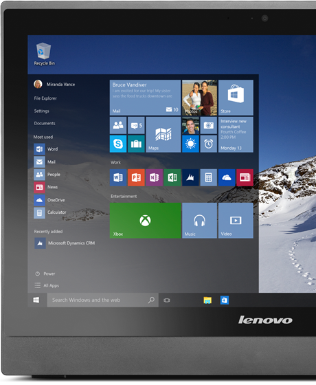 Lenovo S400z All-in-One Desktop front windows feature
