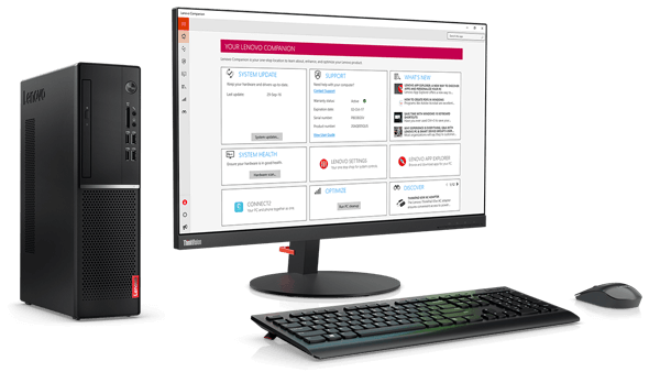 Lenovo V520 SFF desktop with the Lenovo Companion App.