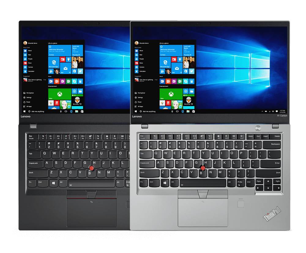 Lenovo ThinkPad X1 Carbon Both Silver and Black Models Side by Side