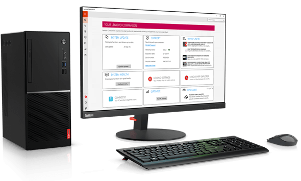 Lenovo V520 tower desktop with the Lenovo Companion App.