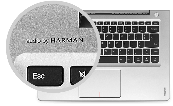 Ideapad 510S: Parlantes estéreo, certificados por Harman® Audio.