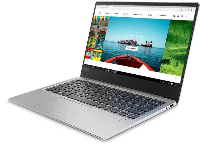 Lenovo Ideapad 720S (13, AMD) laptop, right front angle view, open