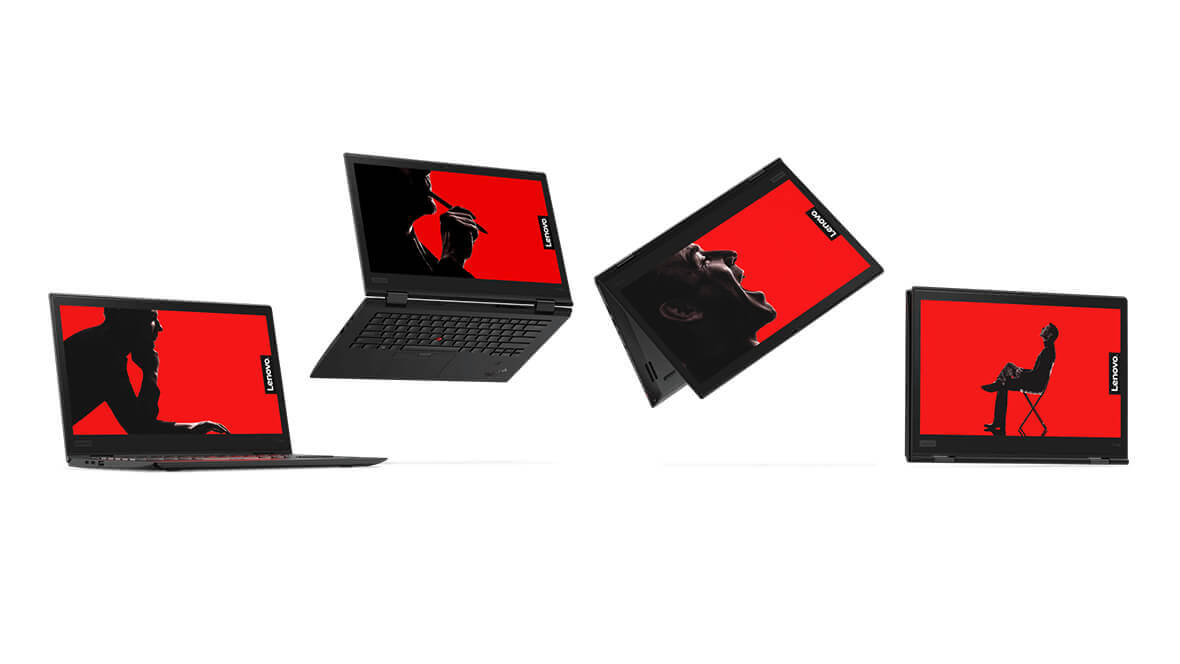 Lenovo ThinkPad X1 Yoga shown in four different use modes