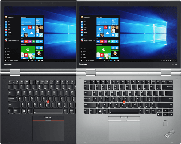 Lenovo ThinkPad X1 Yoga Silver and Black Models Side-by-side